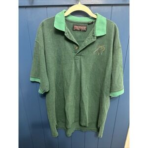 Vintage Jansport Golf Polo Shirt  Mens Size Large Cotton Green Rainbow RARE PGA